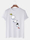Mens Christmas Cartoon Snowman Print Round Neck Casual Short Sleeve T-Shirts - White