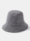 Women Woolen Cloth Lattice Pattern Casual Warmth Bucket Hat - Gray