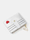 Women Pu Korean Card Bag Heart-shaped Multi Card Position Embroidered Thread Small Wallet Fashion Multifunctional Women's Wallet - Silver