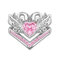 2 Pcs/set Sweet Two Swan Heart Zirconia Engagement Wedding Rings Unique Gift for Women Girls - Pink