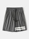 Men Solid Color Soft Stripes Home Loungewear Comfy Loose Pajamas Shorts - Dark Grey