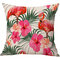 Flamingo Linen Throw Pillow Cover Pattern Watercolour Green Tropical Leaves Monstera Leaf Palm Aloha - #5