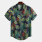Mens Summer Tropical Fruit Print Turn Down Collar Short Sleeve Loose Casual Shirts - As Picture