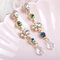 Women's Gemstone Earrings 18K Gold Plated Zircon Crystal Pearls Ear Drop Gift for Her - Blue