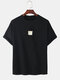 Mens Cartoon Sheep & Frog Print Solid Color Breathable Loose Casual T-Shirts - Black 2