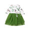 Toddler Girl's Elk Pattern Tulle Patchwork Long Sleeves Casual Dress For 2-9Y - Green