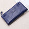 Women Genuine Leather Long Wallet Card Holders Phone Bag Purse - Blue