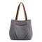 Women Canvas Solid Tote Bags Leisure Handbags Casual Shoulder Bags - Gray