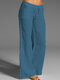 Woman Casual Sweet Solid Pants With Pocket - Blue