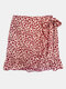 Floral Print Ruffle Knotted Short Skirt - Pink