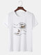 100% Cotton Mens Funny Sun Moon Hand Graphics Short Sleeve T-Shirt - White