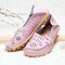 Large Size Breathable Hollow Out Flat Lace Up Soft Leather Shoes - Pink