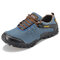 Men Waterproof Lace Up Toe Protecting Anti Skip Mesh Hiking Outdoor Shoes - Blue