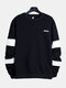 Mens Two-color Block Patchwork Long Sleeve Sweatshirts - Black