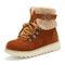 Women Synthetic Suede Warm Terry Lace-up Wearable Snow Boots - Brown