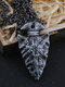 Vintage Triangle Rune Compass Men Necklace Alloy Carved Women Jewelry - Gray