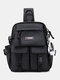 Comfy Nylon Muti-Pockets Lightweight Comfortable Waterproof Convertible Strap Crossbody Bag Chest Bag - Black