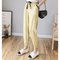 New Wild Copper Ammonia Silk Casual Wide Leg Female Drape Bright Silk Pants High Waist Loose Nine Points - Yellow