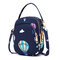 Women Nylon Waterproof Print Crossbody Bag Multi-pocket Phone Purse - Dark Blue