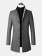 Mens Woolen High Quality Long Sleeve Warm Fleece Mid-length Blazer Casual Coats - Grey