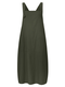 Solid Color Straps Plus Size Midi Casual Dress with Pockets - Army Green