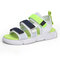 Men Stylish Contrast Color Cloth Fabric Hook Loop Sport Casual Sandals - White