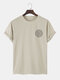 Mens Geometric Circle Chest Print Daily Short Sleeve T-Shirts - Apricot