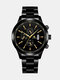 Alloy Steel Band Business Calendar Men Casual Fashion Quartz Watch - Black+Black+Gold