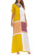 Vintage Geometric Printed Long Dresses for Women - Yellow