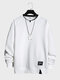 Herren-Sweatshirt mit Kontrast-Patchwork und Rundhalsausschnitt, lässig, locker, für den Winter - Weiß