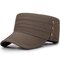Men Solid Color Vogue Cotton Flat Cap Sunshade Casual Outdoors Adjustable Hat - Coffee