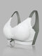 Plus Size Women Mesh Detail Wireless Removable Padded Bras - White