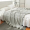 150x200cm Soft Knitted Crochet Throw Blanket Long Pile Pom Super Warm Bed Sofa Cover Decor - Grey
