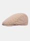 Men Mesh Solid Color Summer Outdoor Breathable Flat Hat Forward Hat Beret - Beige