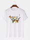 T-shirts à manches courtes et col rond pour hommes, imprimé chat japonais et guitare - blanc