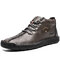 Men Hand Stitching Leather Non Slip Large Size Soft Casual Ankle Boots - Grey