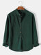 Mens Solid Color Brief Style Button Front Long Sleeve Henley Shirt - Green