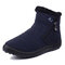 Women Waterproof Warm Lining Zipper Soft Sole Ankle Short Snow Boots - Blue