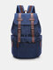 Menico Men's Washed Canvas Vintage Casual Multifunctional Large Capacity Backpack Flip Laptop Backpack - Blue