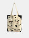 Women Canvas Cute Panda Winter Olympics Beijing 2022 Handbag Shoulder Bag - White