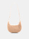 Women Dacron Fashion Plush Solid Color Crossbody Bag Shoulder Bag - Khaki