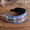 Fresh Bohemian Ethnic Style Hair Band Embroidered Cotton Wide Brimmed Hair Band Travel Home Leisure Hair Band - Navy Blue