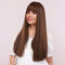 24 Inch Temperament Synthetic Wig Neat Bangs Brown Supple Long Straight Hair Wig - 24 Inch