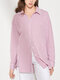 Check Print Long Sleeve Lapel Button Down Shirt Women - Pink