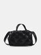 Women Faux Leather Brief Weave Lattice Pattern Crossbody Bag Handbag - Black