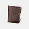 Men Genuine Leather RFID Anti-theft Multi-slots Retro Large Capacity Foldable Card Holder Wallet - Coffee