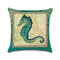 Taie d'oreiller décorative carrée en lin coton recouverte de coton et de tortue marine bleue - #2