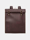 Men Vintage Waterproof Large Capacity Faux Leather Casual Backpack - Coffee