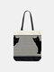 Women Cat Striped Pattern Printing Handbag Shoulder Bag Tote - #01