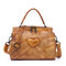 Women Genuine Leather Vintage Heart-shaped Handbag Shoulder Bag - Brown